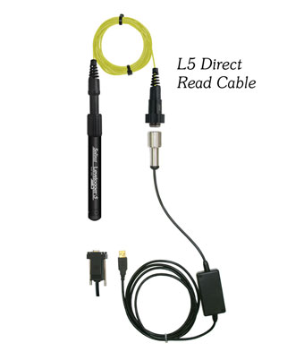 solinst levelogger 5 connected to direct read cable and pc interface cable