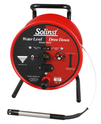 solinst model 101d water level drawdown meter for monitoring static water level and falling hydraulic head tests